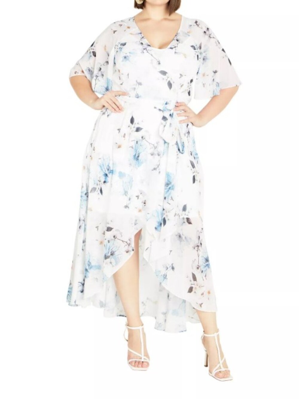 CITY CHIC PLUS SIZE SHY ORCHID V-NECK MAXI DRESS (XS-14)